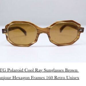 Vintage Cool-Ray Bonjour Brown Geometric Horn-Rimmed Sunglasses Great Cond.